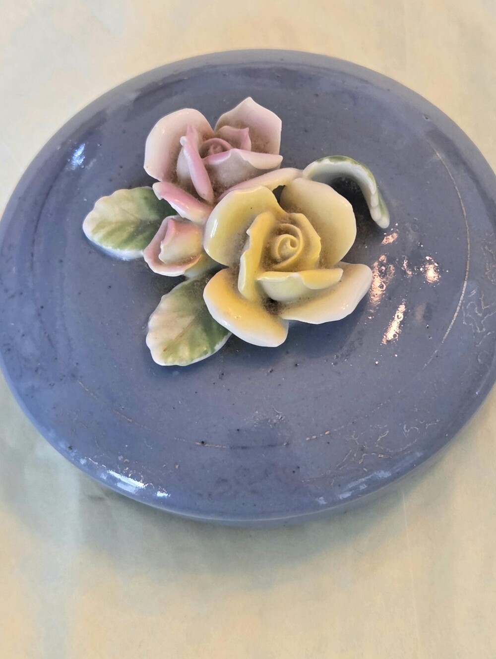 Round Porcelain Trinket Box Occupied Japan